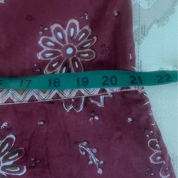 Gudrun Sjoden Size Small Indian Block Floral Burgundy Tunic - Picture 8 of 11